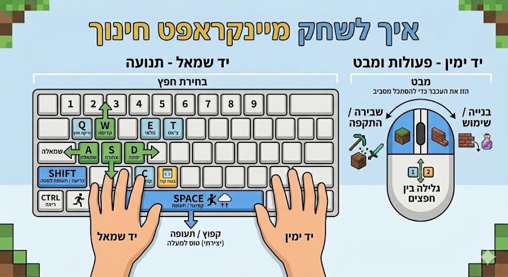 הוראות מקשים מיינקראפט חינוך